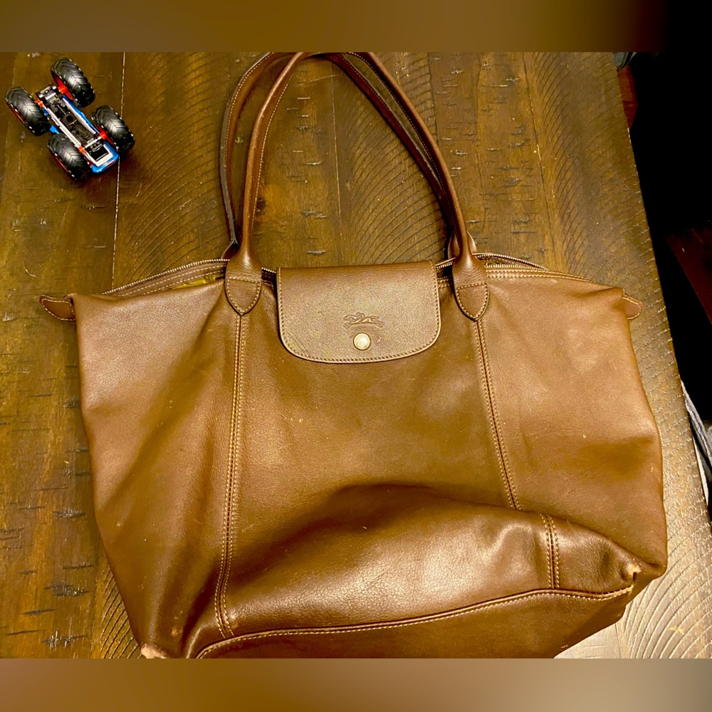 Longchamp Brown Leather Le Pilage Cuir Tote Bag